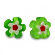 Millefiori beads flower 5-6x3mm - Spring green red